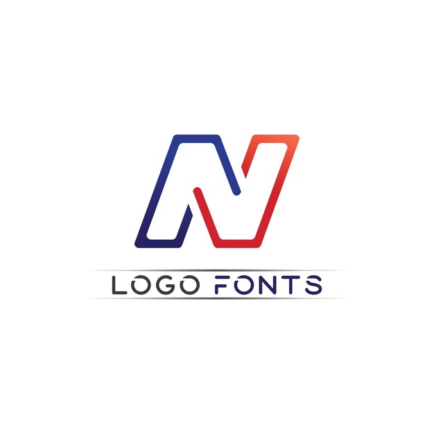 Diseño de ilustración de icono de vector de plantilla de logotipo de letra N y fuente