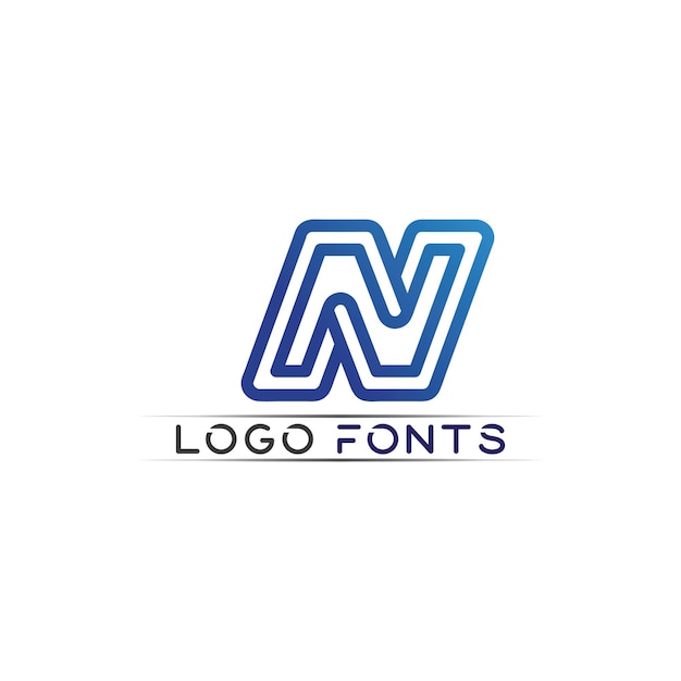 Diseño de ilustración de icono de vector de plantilla de logotipo de letra N y fuente