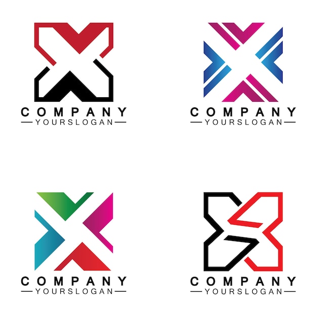 Diseño de ilustración de icono de vector de plantilla de logotipo de letra X