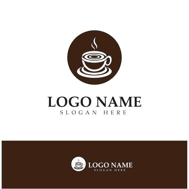 Diseño de ilustración de icono de vector de plantilla de logotipo de taza de café