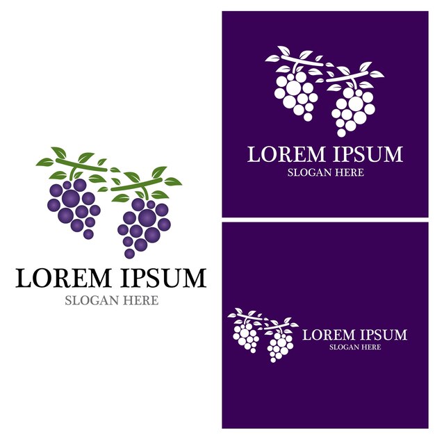 Diseño de ilustración de icono de vector de uvas