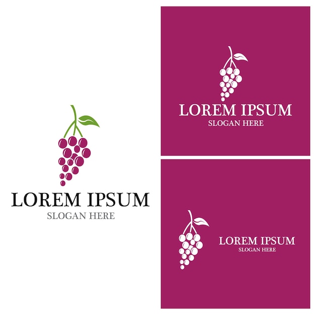Diseño de ilustración de icono de vector de uvas