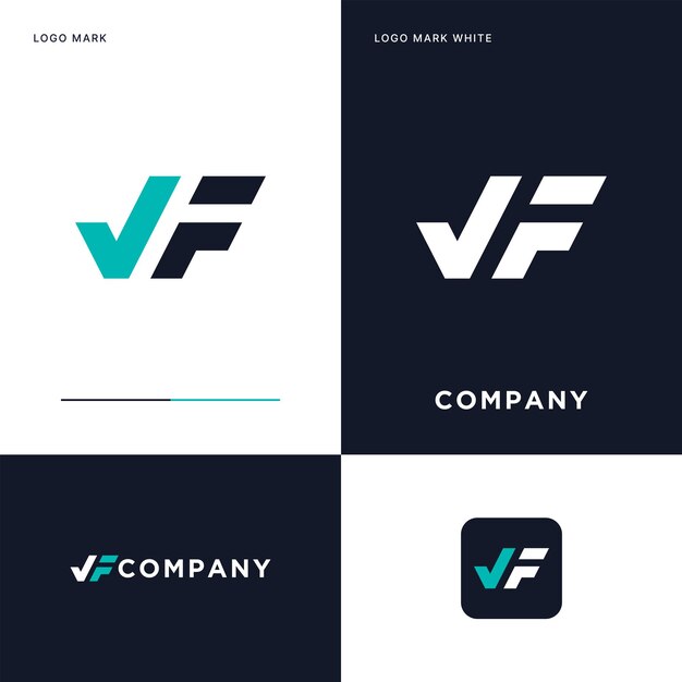 Diseño de ilustración de icono vectorial de logotipo F Check