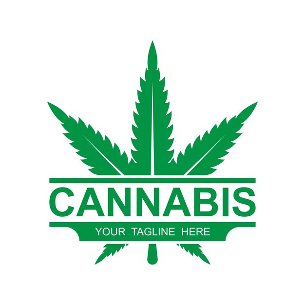 Diseño de la ilustración del icono vectorial del logotipo de la hoja de cannabis