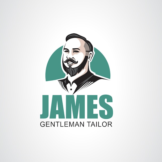 Diseño de la ilustración del icono vectorial de la plantilla del logotipo de Beard Man
