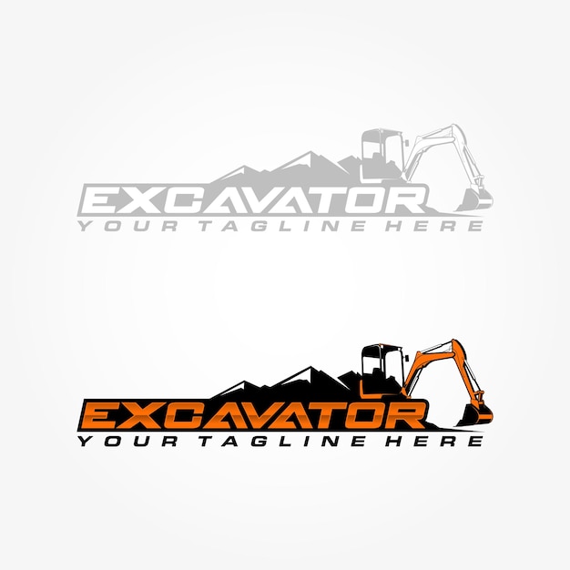 Diseño de la ilustración del icono vectorial de la plantilla del logotipo de la excavadora Equipo pesado para empresa de construcción