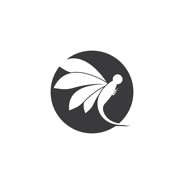 Diseño de la ilustración del icono vectorial de la plantilla del logotipo de la libélula