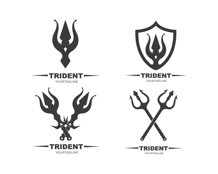 Vector diseño de la ilustración del icono vectorial de la plantilla del logotipo del tridente