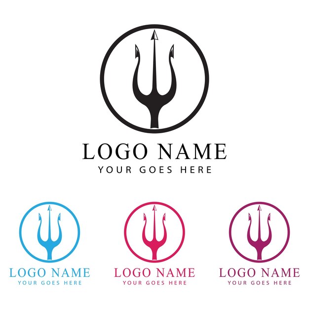 Diseño de la ilustración del icono vectorial de la plantilla del logotipo del Tridente