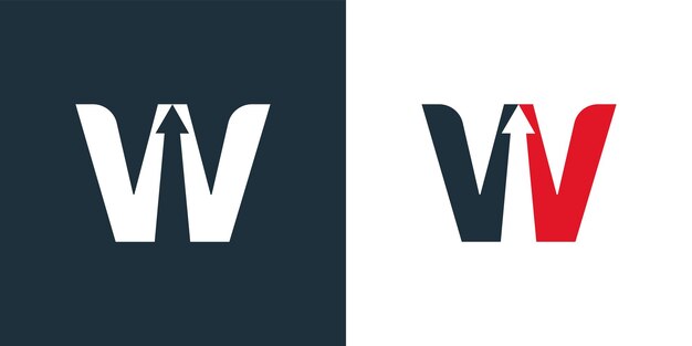 Diseño de la ilustración del icono vectorial de la plantilla del logotipo W Arrow