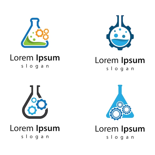 Diseño de ilustración de imágenes de logo de laboratorio de engranajes