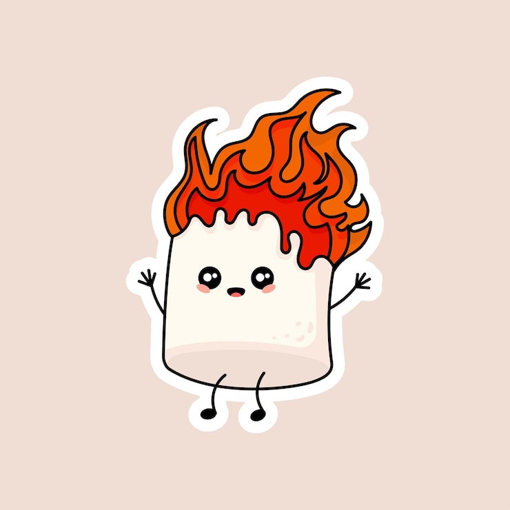 Vector el diseño de la ilustración de kawaii doodle dibujado a mano por cute cartoon marshmallow 1