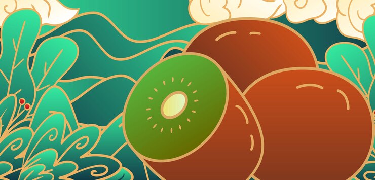 Vector diseño de ilustración de kiwi de dibujos animados dibujados a mano