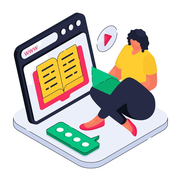 Un diseño de ilustración de la lectura en la web