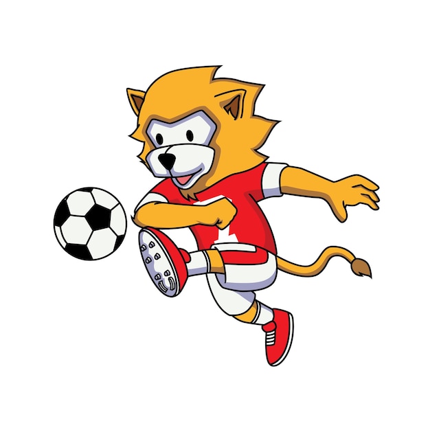 Vector diseño de ilustración de león jugando al fútbol