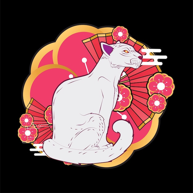 diseño de ilustración de león para sukajan es medio japonés tela tradicional o camiseta
