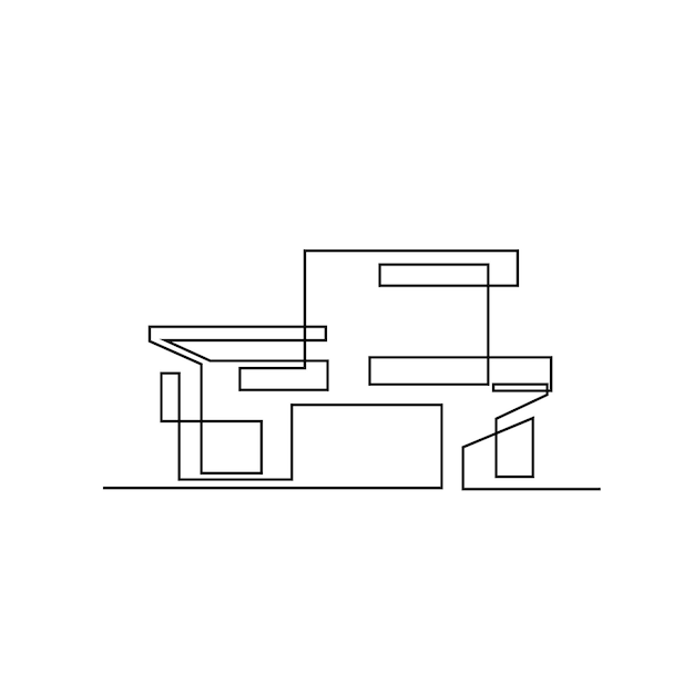 Diseño de ilustración de línea de casa de arquitectura