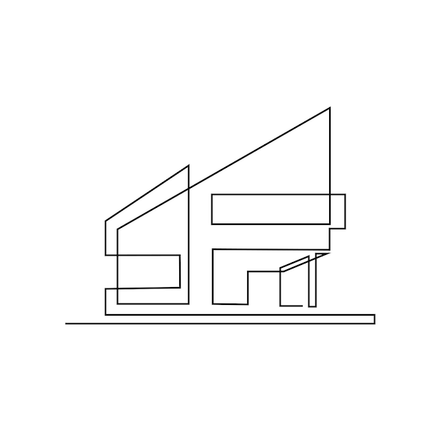 Diseño de ilustración de línea de casa de arquitectura