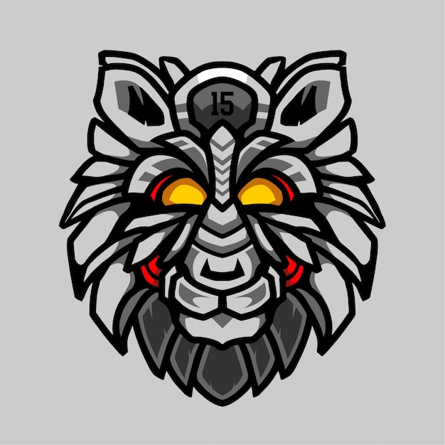 Diseño de ilustración de lobos Mecha
