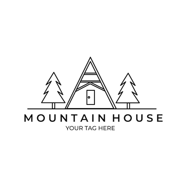 Diseño de ilustración de logotipo de casa de montaña