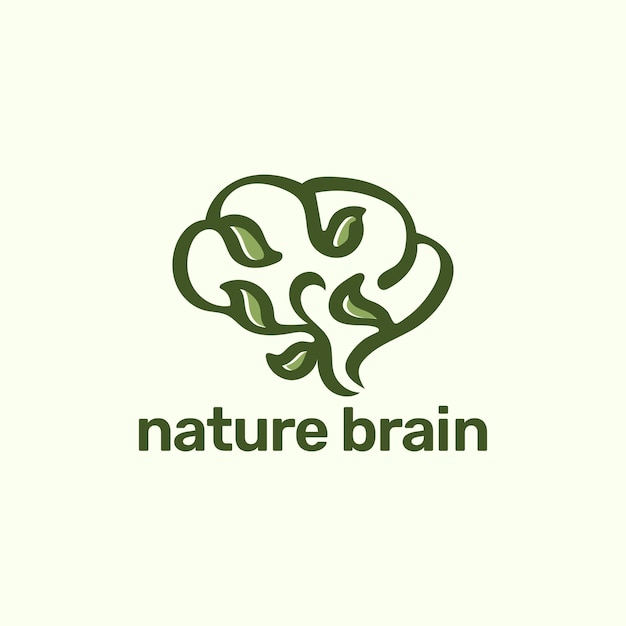 Diseño de ilustración de logotipo de cerebro de naturaleza moderna para su empresa o negocio