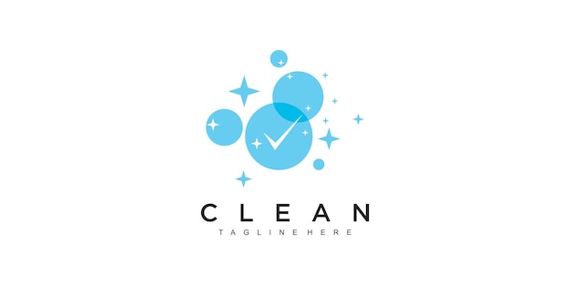 Diseño de ilustración de logotipo de concepto de limpieza creativa vector premium
