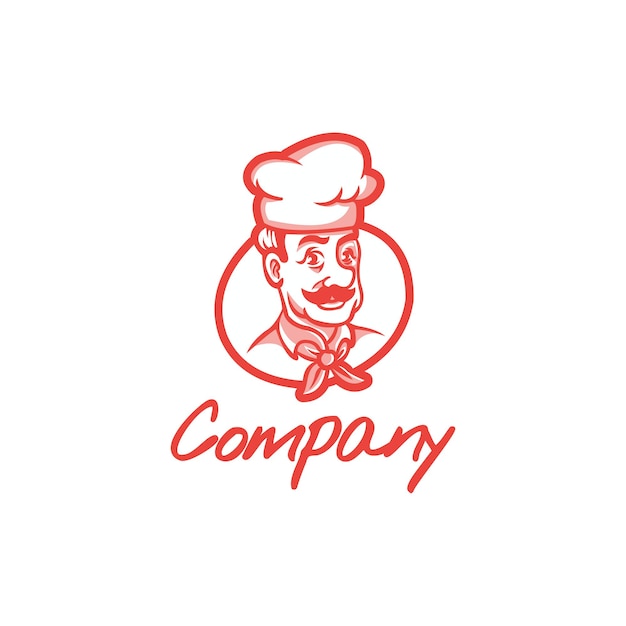 Vector diseño de ilustración de logotipo dibujado a mano por el chef