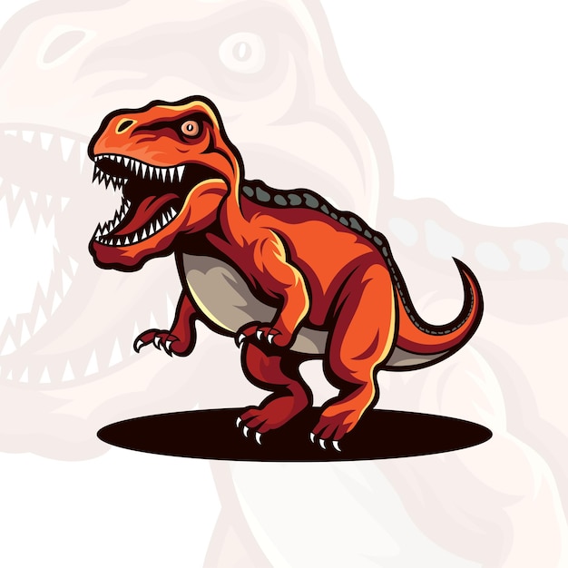 Vector diseño de ilustración del logotipo del dinosaurio raptor rugiendo enojado logotipo mascota diseño del icono del dinosaurio trex