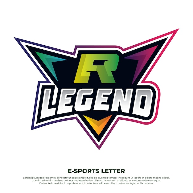 Diseño de ilustración de logotipo de esport de letra inicial R logotipo de mascota inicial de juego ideas de logotipo de equipo de esport