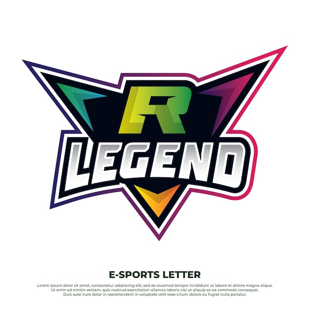 Diseño de ilustración de logotipo de esport de letra inicial r logotipo de mascota inicial de juego ideas de logotipo de equipo de esport