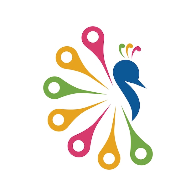 Diseño de ilustración de logotipo de icono de pavo real