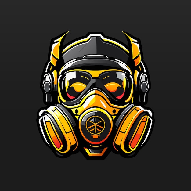 Diseño de la ilustración del logotipo del juego de máscara de gas esport mascota