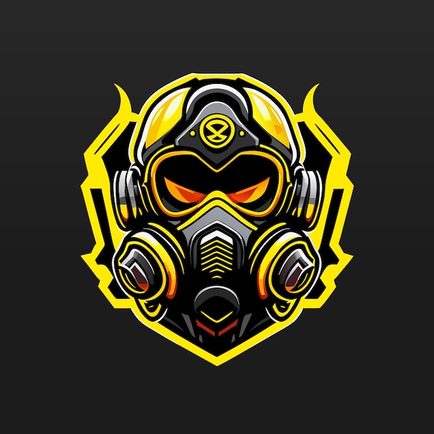 Diseño de la ilustración del logotipo del juego de máscara de gas esport mascota