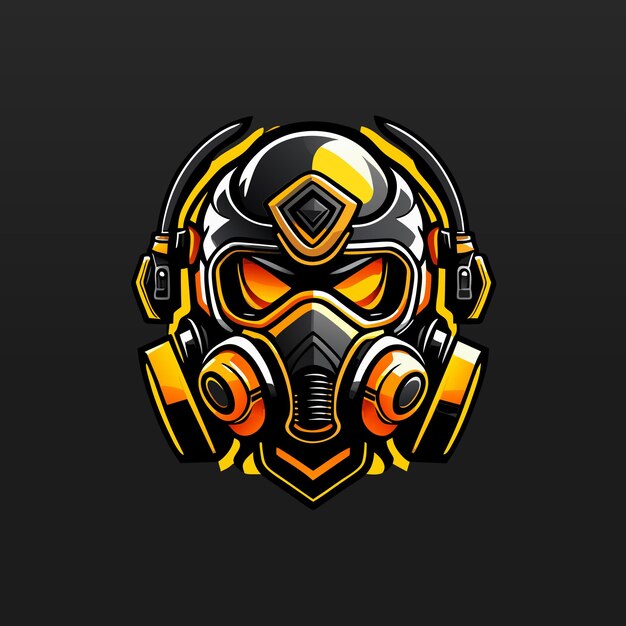 Diseño de la ilustración del logotipo del juego de máscara de gas esport mascota