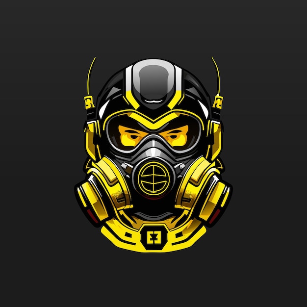 Diseño de la ilustración del logotipo del juego de máscara de gas esport mascota