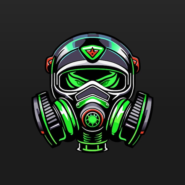 Diseño de la ilustración del logotipo del juego de máscara de gas esport mascota