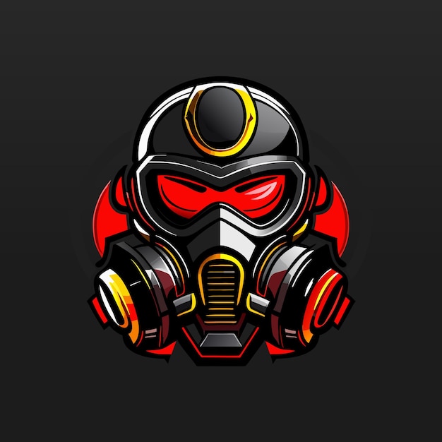 Diseño de la ilustración del logotipo del juego de máscara de gas esport mascota