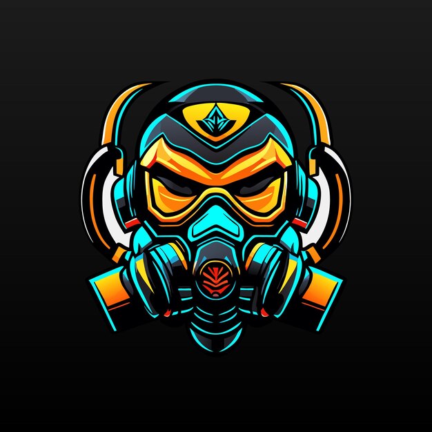 Diseño de la ilustración del logotipo del juego de máscara de gas esport mascota