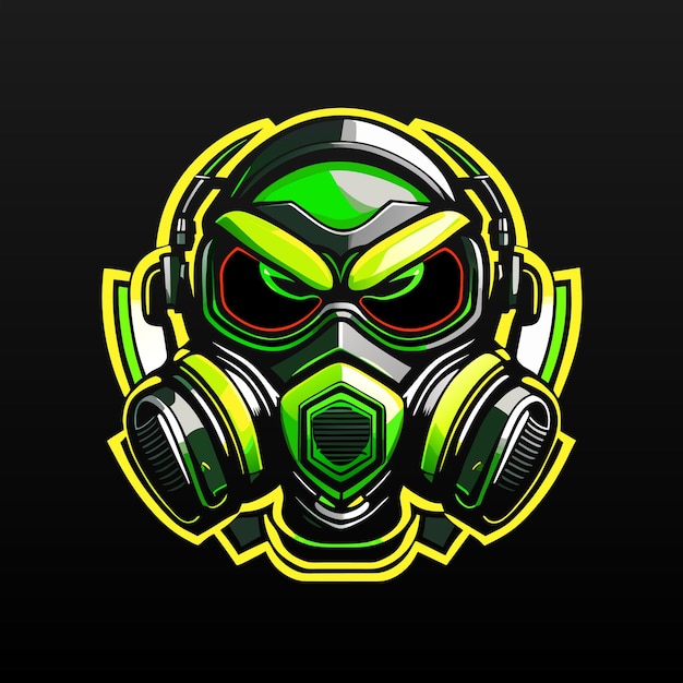 Diseño de la ilustración del logotipo del juego de máscara de gas esport mascota