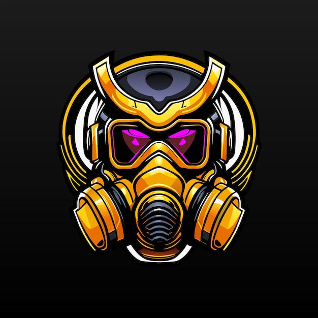 Diseño de la ilustración del logotipo del juego de máscara de gas esport mascota