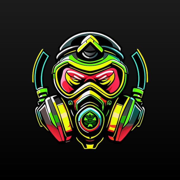 Diseño de la ilustración del logotipo del juego de máscara de gas esport mascota
