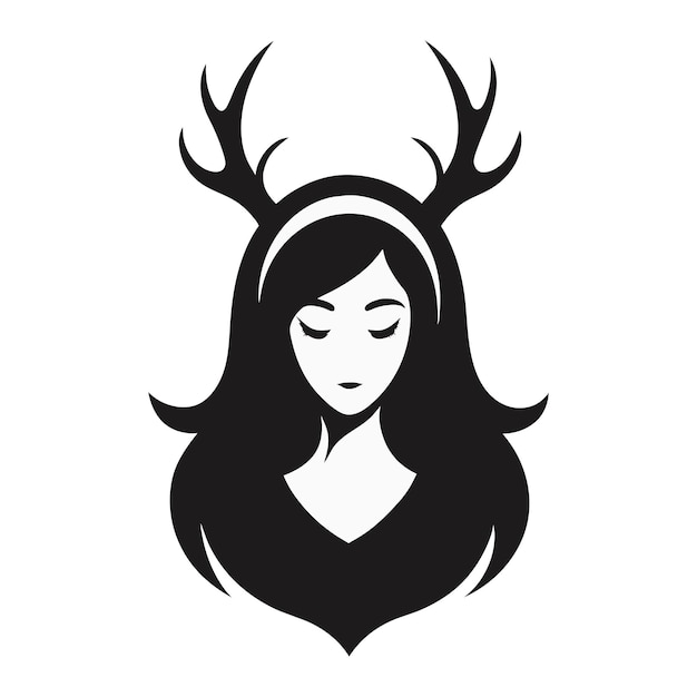 Vector diseño de la ilustración del logotipo de la mujer de cuerno moderno