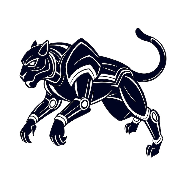 Diseño de la ilustración del logotipo de Panther robo tech