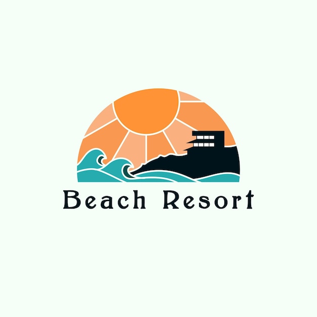 Diseño de ilustración de logotipo de resort de playa moderno