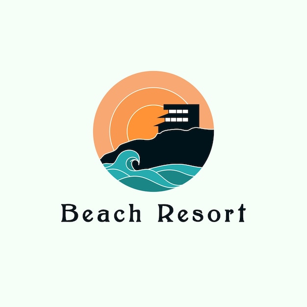 Vector diseño de ilustración de logotipo de resort de playa moderno