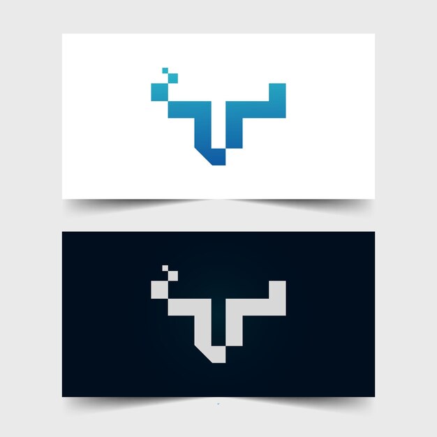 Diseño de ilustración de logotipo de toro tecno moderno y simple