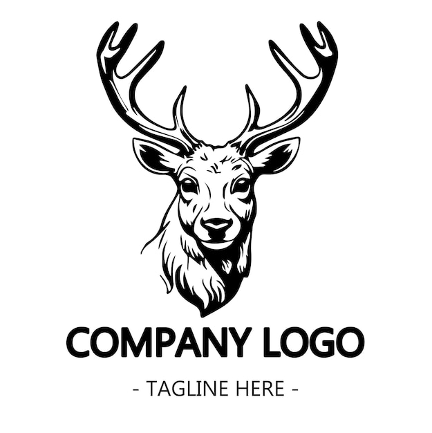 diseño de ilustración del logotipo vectorial del contorno de la cabeza de un ciervo