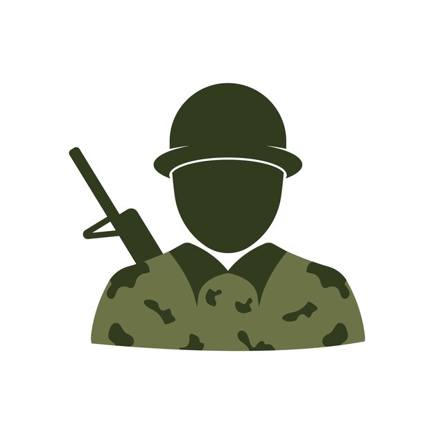 Diseño de la ilustración del logotipo vectorial de la silueta del soldado militar