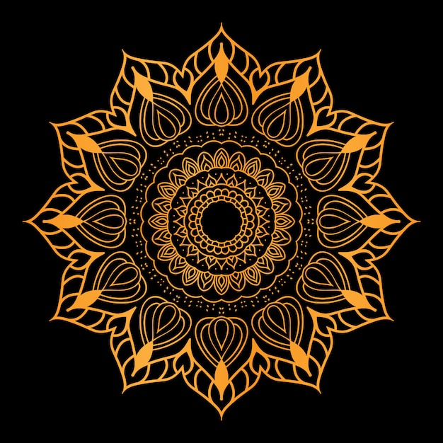 Vector diseño de ilustración de mandala de lujo en negro