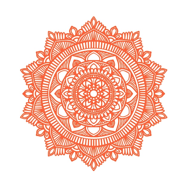 Vector diseño de ilustración de mandala naranja con adorno radial